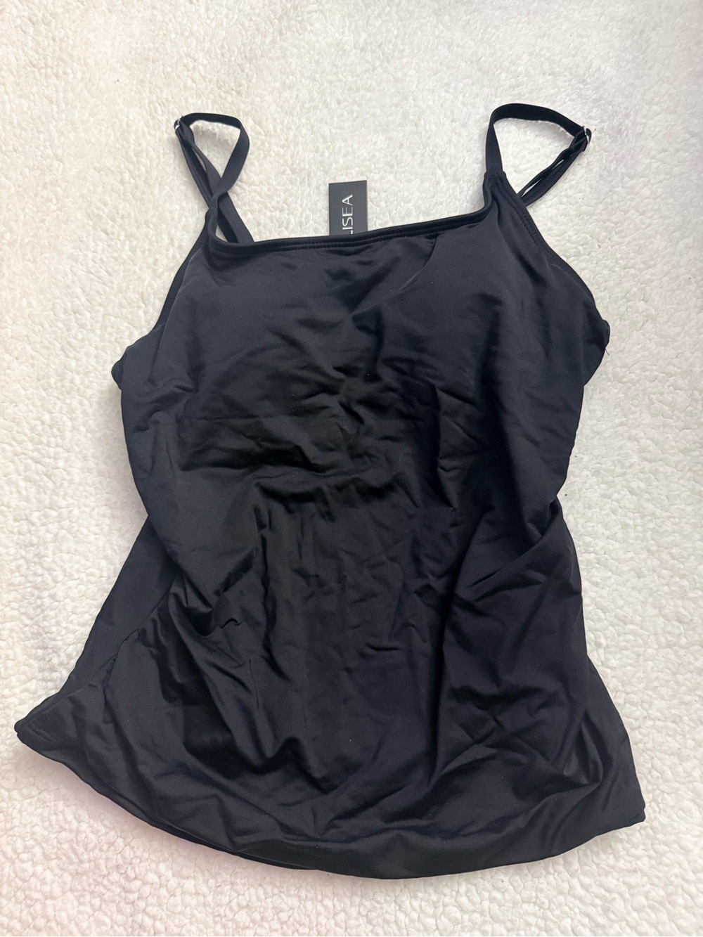 Black Adjustable-Strap Tankini. Size Small